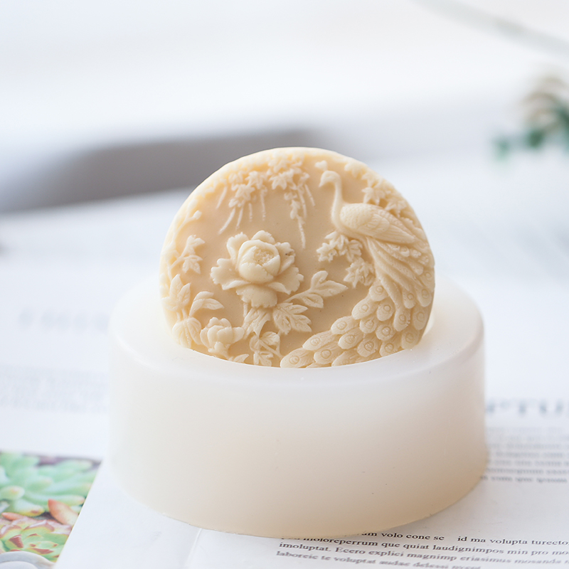 Soap Making Art - Peacock Flower Pattern Silicone Soap Mold